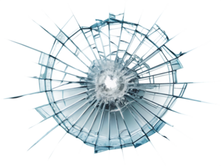 Shattered Glass Effect with Radial Cracks and Light Blue Hues A I G E N E R A T E D - P N G isolated on a transparent background