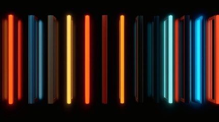 Fototapeta premium Colorful Glowing Neon Tubes on Dark Background