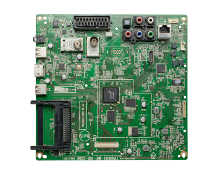 electronic motherboard on white background