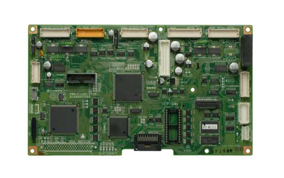 electronic motherboard on white background