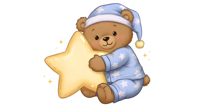 cute teddy bear with star pillow