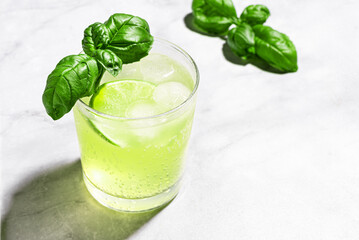 Lime Basil Mocktail, green summer cocktail drink