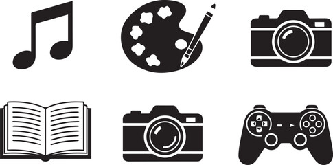 camera paint palatte game controller icon set