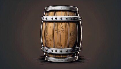 wooden barrel w metal bands studded rustic aged look