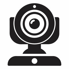Webcam Icon &ndash; Minimal Vector Camera Symbol for Video Streaming, Online Meetings, Live Streaming, Remote Communication, Video Chat, Flat Editable Graphic for Technology and Social Media