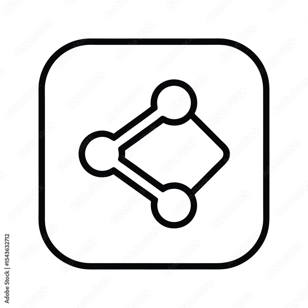 Poster Simple outline icon representing connectivity and sharing features in a modern style