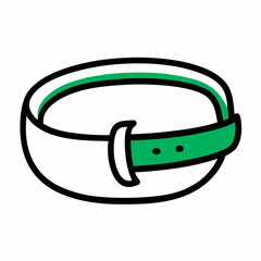 Simple cartoon illustration of a green buckle belt