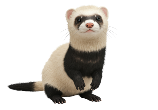 Isolated Sable Ferret - Cute Domestic Animal Pet