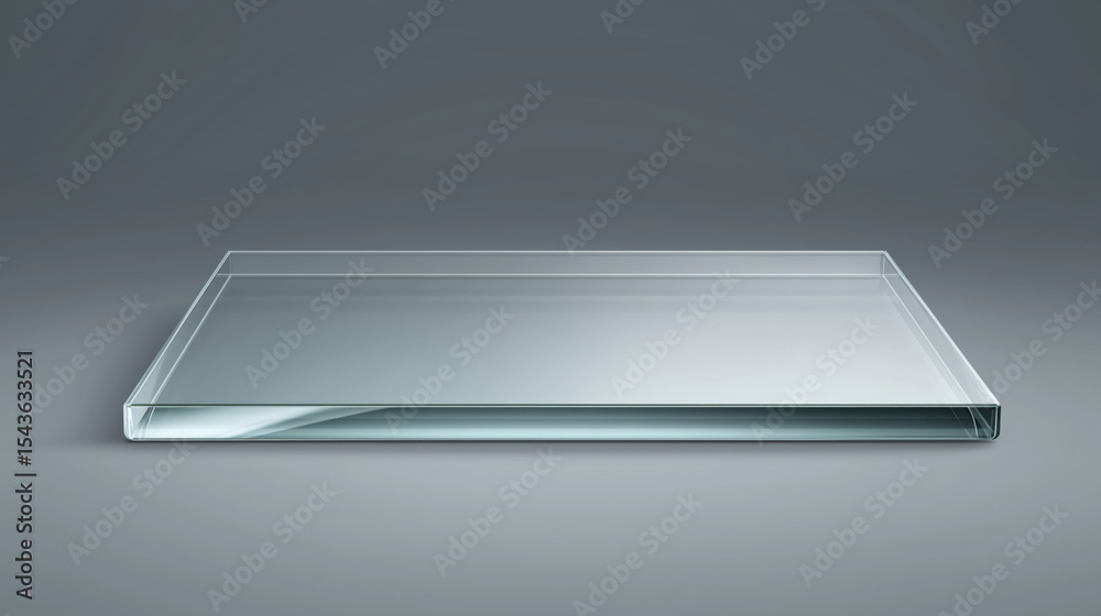 Aufkleber clear glass plate with realistic design is displayed on transparent background, showcasing its sleek