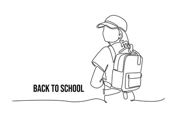 Back to school concept. Single line draw design. Vector graphic illustration