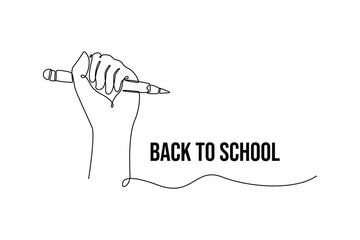 Back to school concept. Single line draw design. Vector graphic illustration