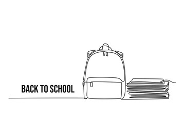 Back to school concept. Single line draw design. Vector graphic illustration