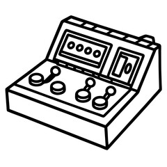 Control Switchboard Panel with Buttons and Indicators – Line Art Illustration