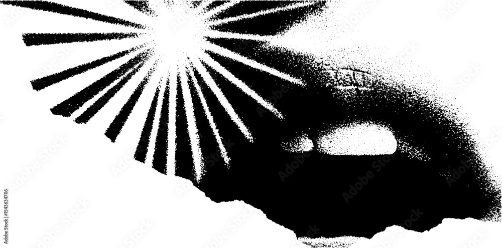 Poster abstract black and white high contrast design with flashbulb burst effect