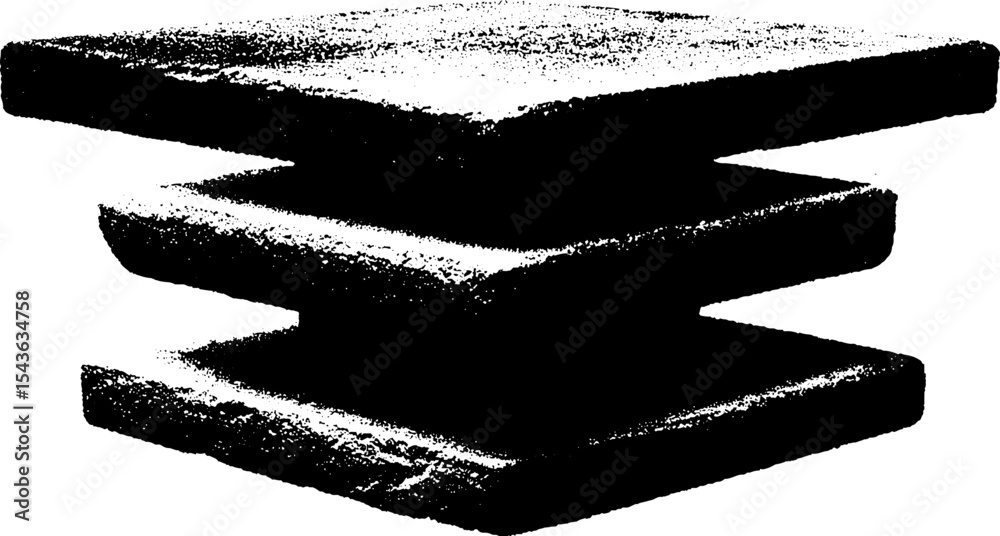 Poster floating concrete slabs in high contrast black and white for modern design projects