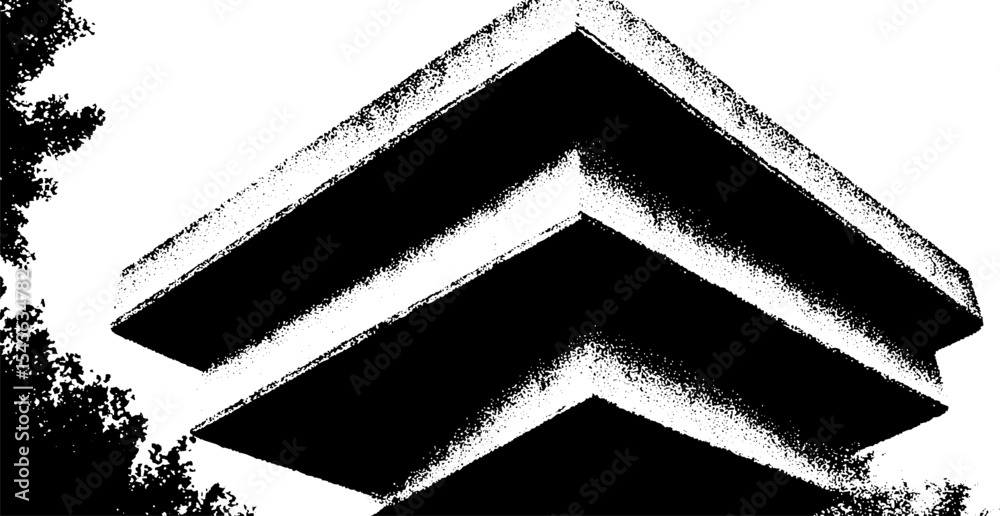 Poster abstract architecture of floating concrete slabs in high contrast black and white