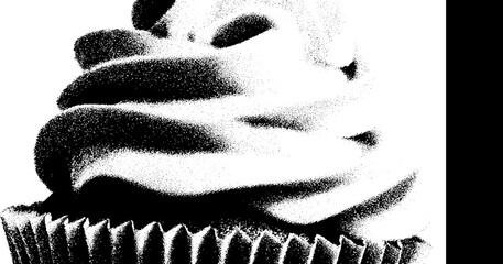 Dramatic black and white frosted cupcake with swirl design for artistic inspiration