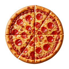 Delicious Pepperoni Pizza Slices Eight Slices Golden Crust Red Pepperoni Cheese image