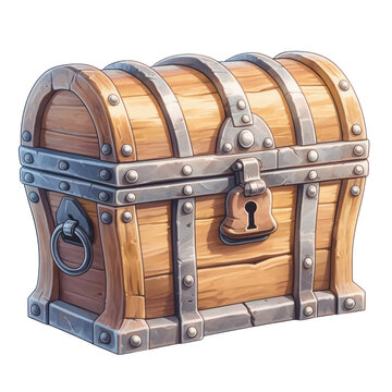 Adventure game treasure chest illustration transparent background fantasy environment digital art by illustrator