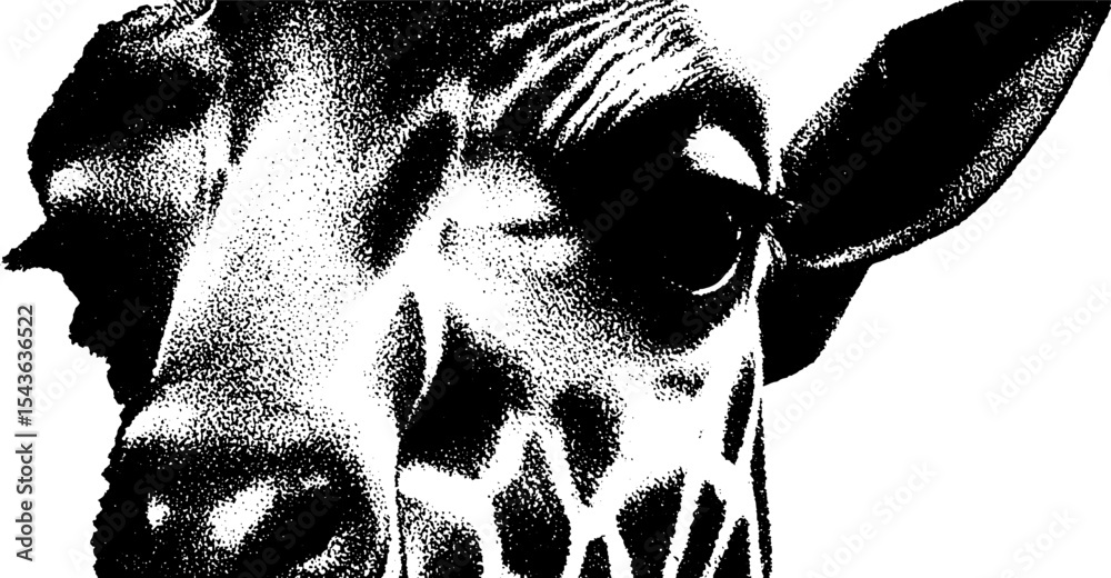 Poster high contrast black and white giraffe print fragment for modern design