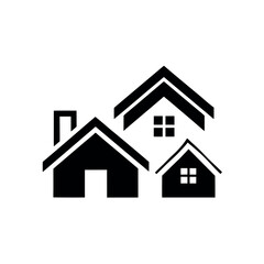 Modern House Silhouette Vector Icons in Black for Real Estate, Property, Housing, and Urban Architecture Designs