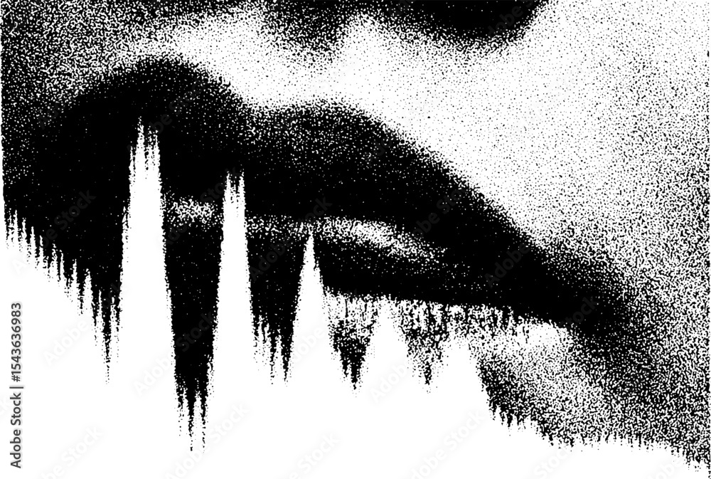 Poster glitch effect black and white abstract art with high contrast design elements