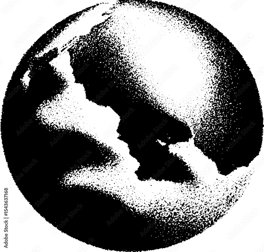 Poster abstract black and white globe with high contrast meridian design for creative projects