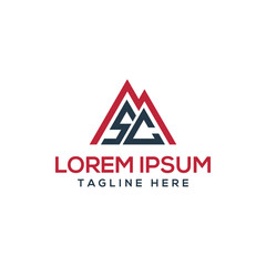 MSC logo design letter mark concept triangle mountain shape creative monogram