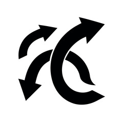 Curved and Twisted Arrows Vector Silhouette Icons for Direction, Path, Motion, and Route Change in Navigation Design