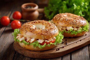Bagel Sandwich with Chicken and Tomato