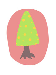 The tree, which is the main object in the center, and the dark background that acts as a frame or background.
