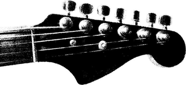 Abstract high contrast black and white guitar headstock art for creative design
