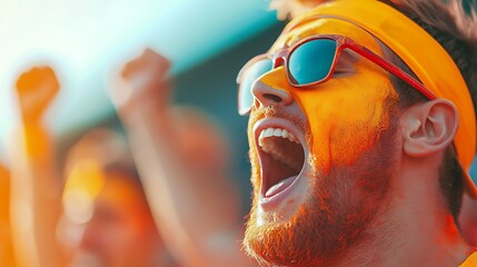 Excited man at a color run event
