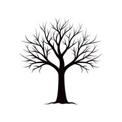 Fototapeta premium Silhouette of a large leafless tree with bare branches, ideal for winter themes, spooky artwork, environmental concepts, and natural seasonal illustrations.
