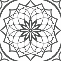 Fototapeta premium Seamless black and white geometric mandala pattern with a spider web-like texture, ideal for an abstract art wallpaper design