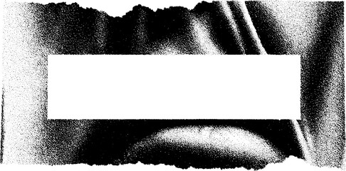 High contrast black and white label tag design with torn edges