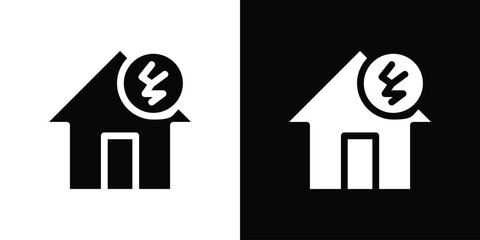 House damage icon collection. line stroke icon. EPS 10