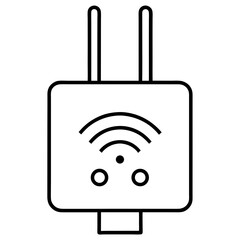 Smart Wi-Fi Socket Outlet with Antenna Symbol – Line Drawing Illustration