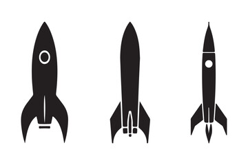 Cartoon rocket silhouette vector illustration