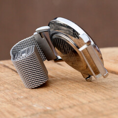 close up view of wrist watch smartwatch 