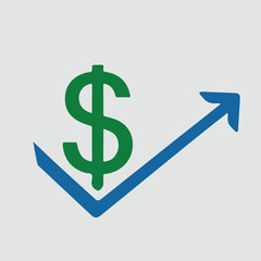 Dollar Increase Icon Flat Graphic Design
