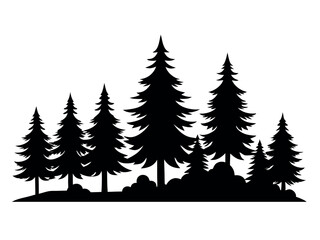 Obraz premium Pine Tree Forest Silhouette Vector Landscape