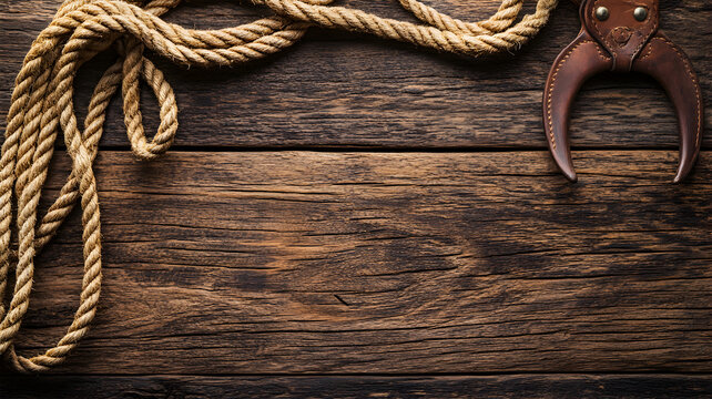 un fondo de textura de madera oscura con espacio de copia con cuerdas como decoracion para plantilla de estilo vaquero o del campo