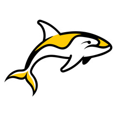 Fototapeta premium Abstract yellow and white shark illustration in minimal style 