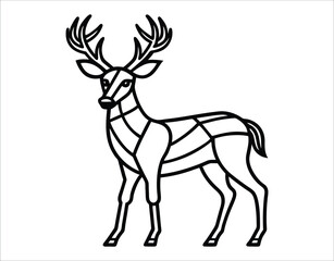 Fototapeta premium Stylized Deer Silhouette with Geometric Tribal Pattern – Vector Illustration