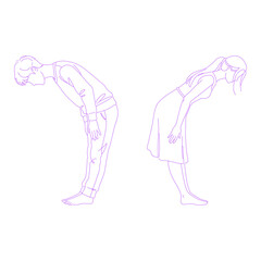 person bowing lineart illustration