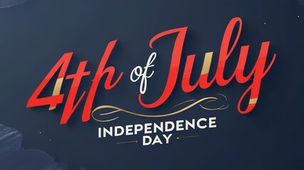 Bursting golden sparkles animating 4th of July and Independence Day text on blue backdrop - Powered by Adobe