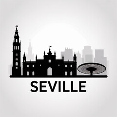 Obraz premium Seville Skyline Silhouette — Historic Andalusian City Vector Illustration