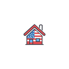 Classic American Farmhouse Different American houses icon Vector thin line icon suburban American houses.