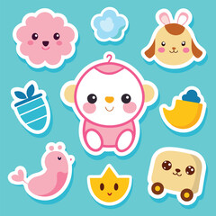 Cute Kawaii Baby Stickers Collection